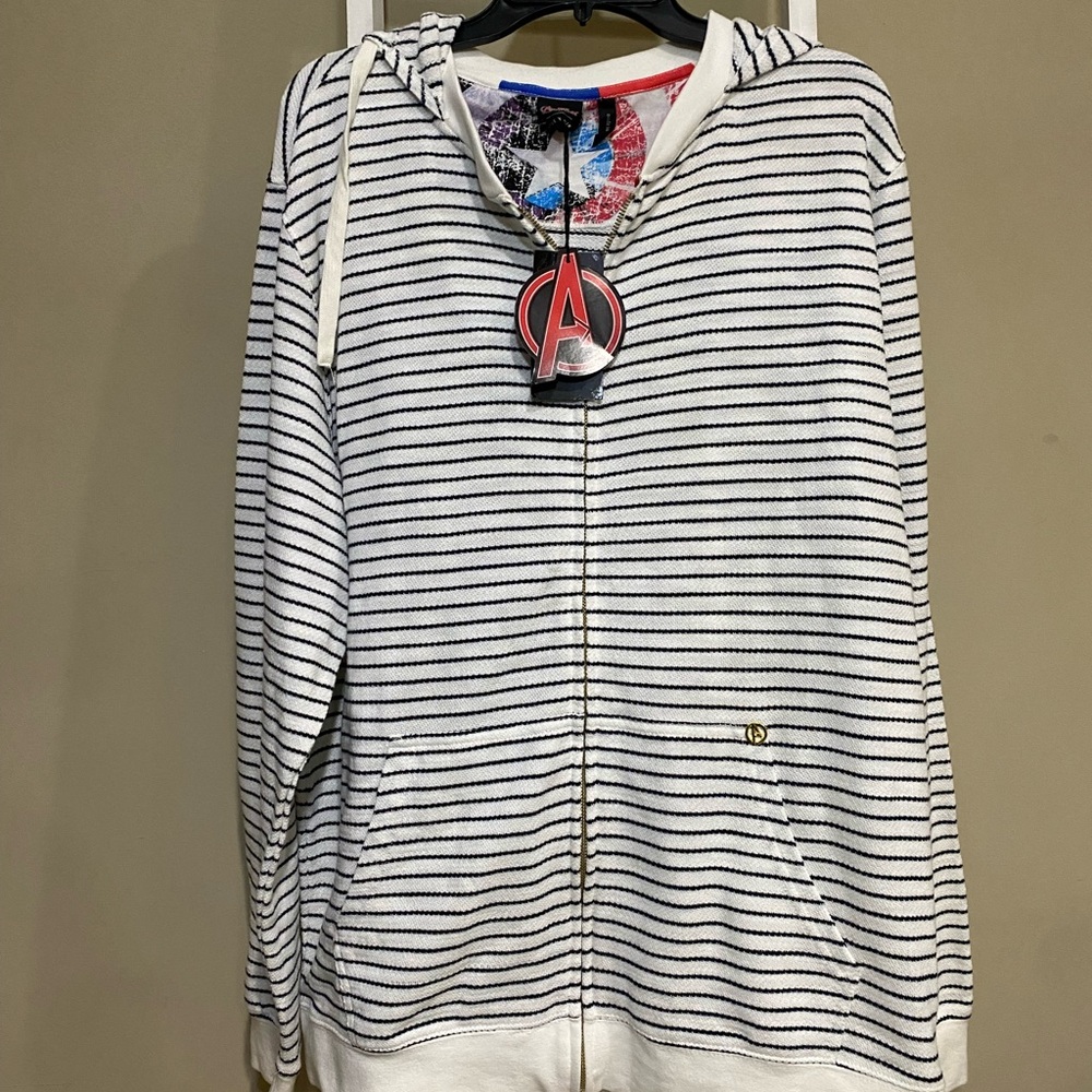 Marvel Avengers Zip Hoodie 3XL Striped Gold Zipper Plus Size - Picture 1 of 5